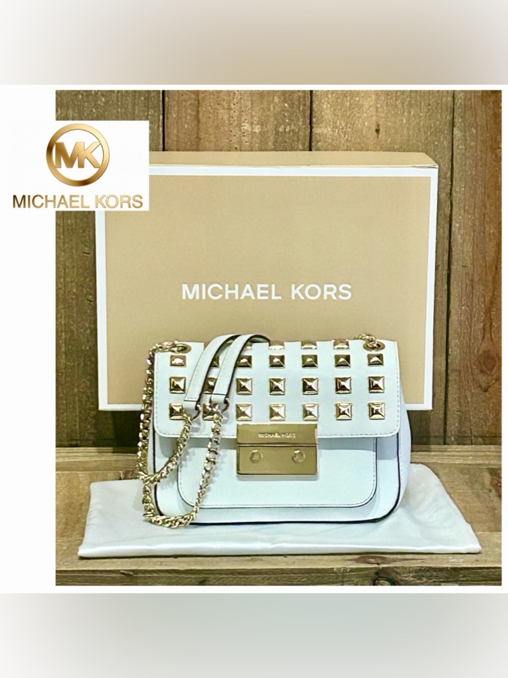 Michael Kors. Sloan Studded Crossbody Bag with Free Dust Bag & Gift Box.